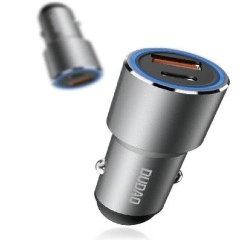 Dudao Auto lādētāji Dudao  USB / USB Car Charger Type C Power Delivery Quick Charge 22.5 W Gray