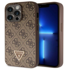 Guess Aizmugurējais vāciņš Guess Apple iPhone 15 Pro Strass Triangle Metal Logo Case Brown