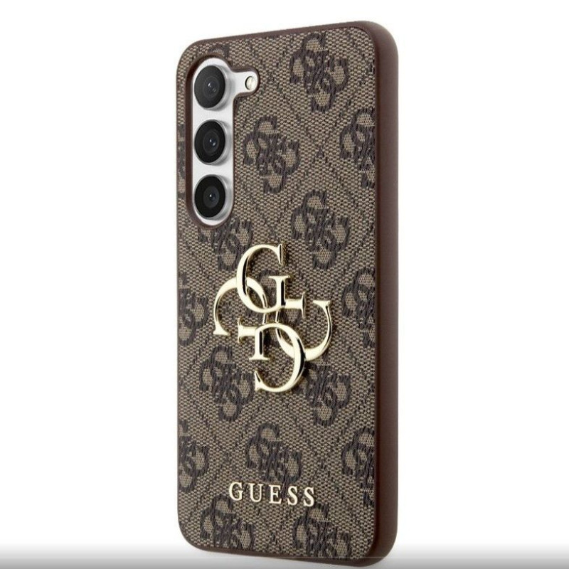 Guess Aizmugurējais vāciņš Guess Samsung Galaxy S23 PU 4G Metal Logo Case Brown