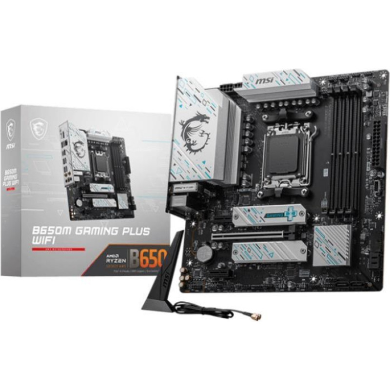 MSI Pamatplate AMD procesorsiem MSI  Mainboard||AMD B650|SAM5|Micro-ATX|Memory DDR5|Memory slots 4|2xPCI-Express 1x|1xPCI-Express 16x|2xM.2|1xHDMI|1xDisplayPort|7xUSB 3.2|1xUSB-C|1xRJ45|5xAudio port|B650MGAMINGPLUSWIFI