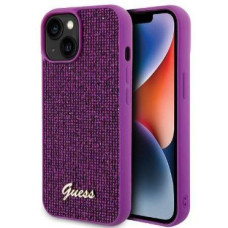 Guess Aizmugurējais vāciņš Guess Apple iPhone 15 HC PU DISCO SCRIPT METAL Purple