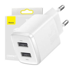 Baseus Adapteris Baseus  Baseus Compact Quick Charger, 2x USB, 10.5W (white)