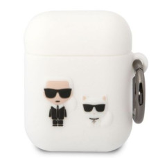Karl Lagerfeld Maciņš austiņām Karl Lagerfeld - Airpods 1/2 Choupette Silicone Case White