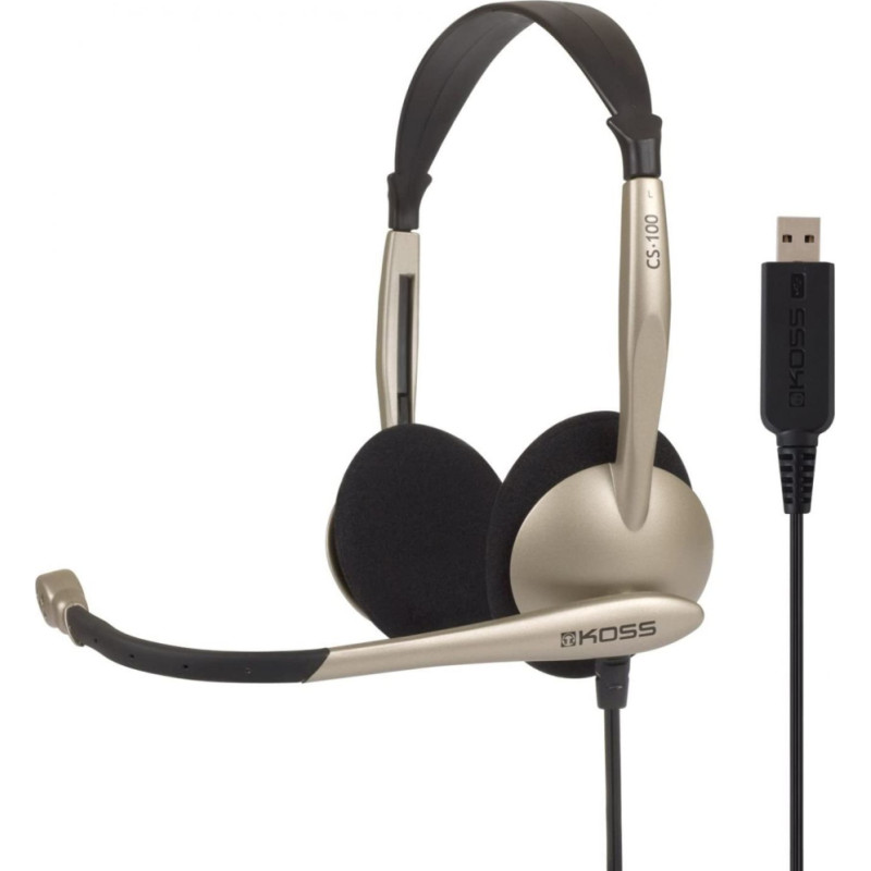 Koss Bezvadu austiņas Koss  Headphones CS100USB Wired, On-Ear, Microphone, USB Type-A, Noise canceling, Gold