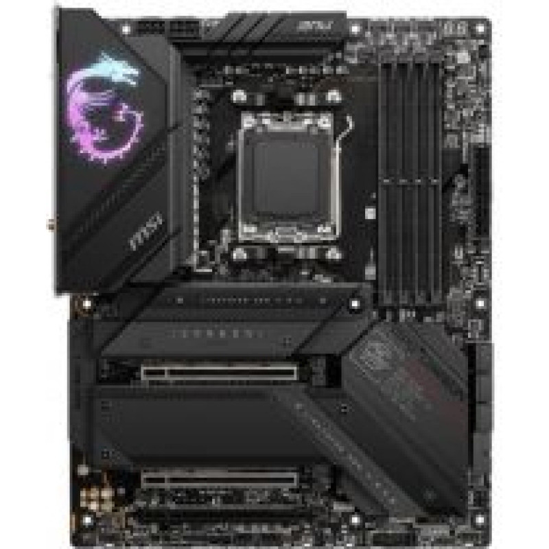 MSI Pamatplate Intel procesorsiem MSI  MPG X670E CARBON WIFI Processor family AMD, Processor socket AM5, DDR5 DIMM, Memory slots 4, Supported hard disk drive interfaces 	SATA, M.2, Number of SATA connectors 6, Chipset AMD X670, ATX