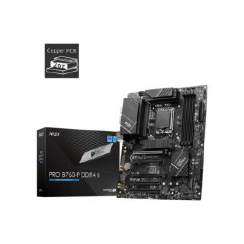 MSI Pamatplate Intel procesorsiem MSI  Mainboard||Intel B760 Express|LGA1700|Memory DDR4|Memory slots 4|5xPCI-Express 5.0 16x|2xM.2|1xHDMI|1xDisplayPort|2xUSB 2.0|2xUSB 3.2|1xUSB-C|1xOptical S/PDIF|1xRJ45|5xAudio port|PROB760-PDDR4II