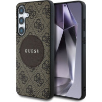 Guess Aizmugurējais vāciņš Guess Samsung Galaxy S25 Etui 4G Round Patch Classic Logo MagSafe Brown