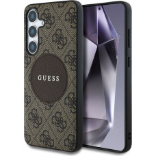 Guess Aizmugurējais vāciņš Guess Samsung Galaxy S25 Etui 4G Round Patch Classic Logo MagSafe Brown