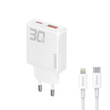 Dudao Adapteris Dudao  Dudao A30EUL 30W USB-A / USB-C Wall Charger + USB-C - Lightning Cable - White