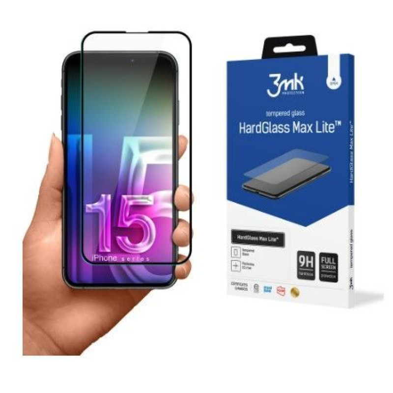 3MK Aizsargstikls 3MK Apple iPhone 15 HardGlass Max Lite Black