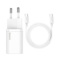 Baseus Adapteris Baseus  Baseus Si USB-C 25W 3A fast charger with USB-C / USB-C 1m cable - white