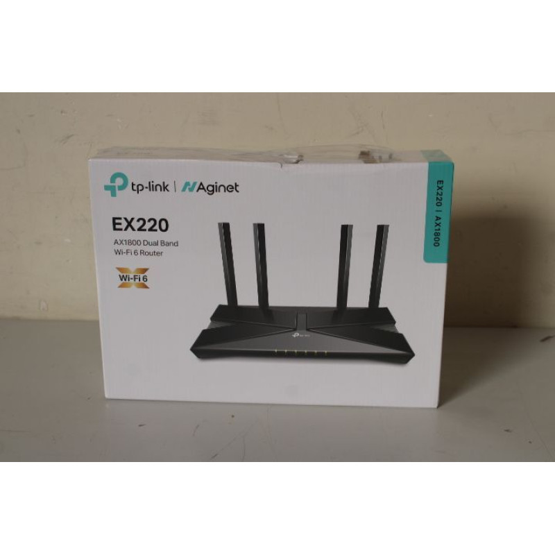 Tp-Link Rūteris TP-Link  SALE OUT. |  AX1800 Dual Band Wi-Fi 6 Router | EX220 | 802.11ax | 10/100/1000 Mbit/s | Ethernet LAN (RJ-45) ports 4 | Mesh Support Yes | MU-MiMO Yes | No mobile broadband | Antenna type External | DAMAGED PACKAGING