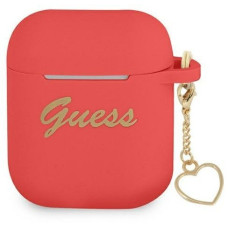 Guess Maciņš austiņām Guess Apple AirPods 1/2 Silicone Charm Heart Collection Red