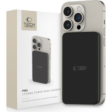 Tech-Protect Ārējais akumulators Tech-Protect  Tech-Protect LifeMag PB9 Powerbank with MagSafe 5000mAh 15W USB-C / Lightning ports - black + USB-C cable