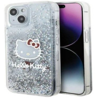 Hello Kitty Aizmugurējais vāciņš Hello Kitty Apple iPhone 15 6.1 hardcase Liquid Glitter Charms Kitty Hea Transparent Silver