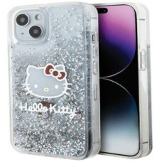 Hello Kitty Aizmugurējais vāciņš Hello Kitty Apple iPhone 15 6.1 hardcase Liquid Glitter Charms Kitty Hea Transparent Silver