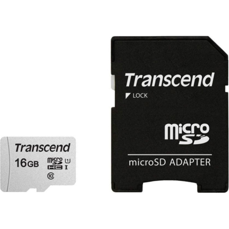 Transcend Cita datorprece Transcend  MEMORY MICRO SDHC 16GB W/ADAP/C10 TS16GUSD300S-A