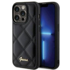 Guess Aizmugurējais vāciņš Guess Apple iPhone 15 Pro HC PU QUILTED METAL LOGO Black