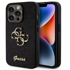 Guess Aizmugurējais vāciņš Guess Apple iPhone 15 Pro Fixed Glitter 4G Metal Logo Case Black