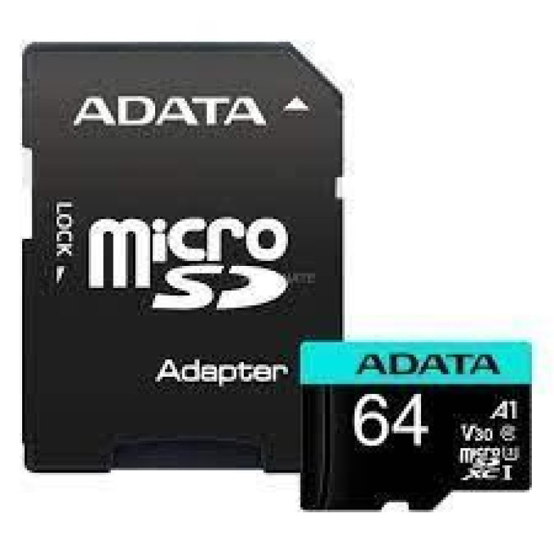 Adata Cita datorprece ADATA  MEMORY MICRO SDXC 64GB W/ADAP./AUSDX64GUI3V30SA2-RA1