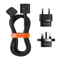 Baseus Adapteris Baseus Universal PowerCombo cable / extension cord with mini power strip 1m black (EU and UK power adapter Black