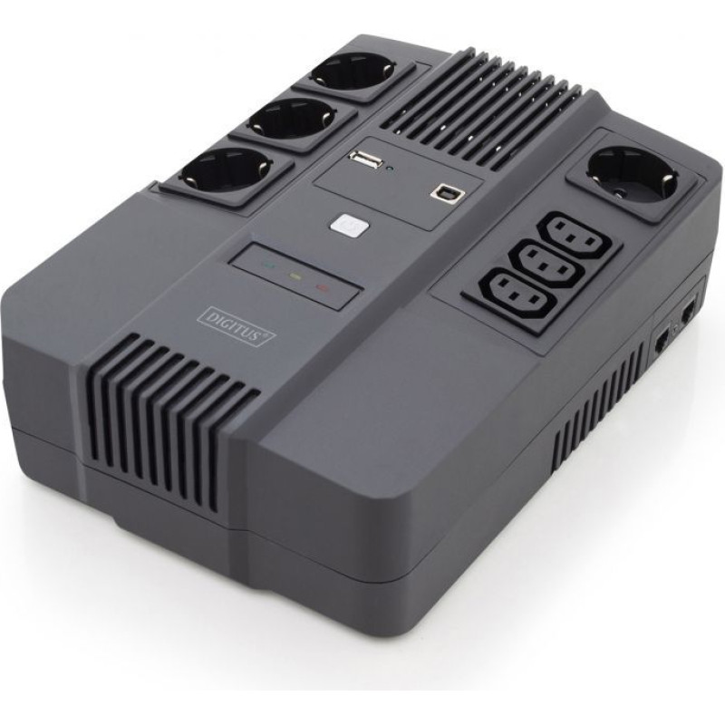Digitus Serveri Digitus  All-in-One UPS, 800VA/480W, LED 12V/9Ah x1, 4x CEE 7/7,3x IEC C13, USB, RJ45