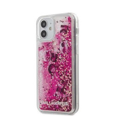 Karl Lagerfeld Aizmugurējais vāciņš Karl Lagerfeld  iPhone 12 Mini 5.4'' Liquid Glitter Charms Cover Pink