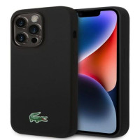 Lacoste Aizmugurējais vāciņš Lacoste Apple iPhone 15 Pro Liquid Silicone Microfiber Croc Logo Magsafe Back Cover Black