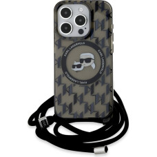 Karl Lagerfeld Aizmugurējais vāciņš Karl Lagerfeld - Karl Lagerfeld IML Monogram Crossbody K&CH Heads MagSafe Case for iPhone 15 Pro Black
