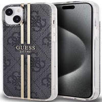 Guess Aizmugurējais vāciņš Guess - iPhone 15 black hardcase IML 4G Gold Stripe Black