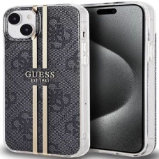 Guess Aizmugurējais vāciņš Guess - iPhone 15 black hardcase IML 4G Gold Stripe Black