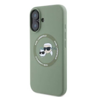 Karl Lagerfeld Aizmugurējais vāciņš Karl Lagerfeld Apple iPhone 16 Liquid Silicone K&CH Heads MagSafe Case Khaki