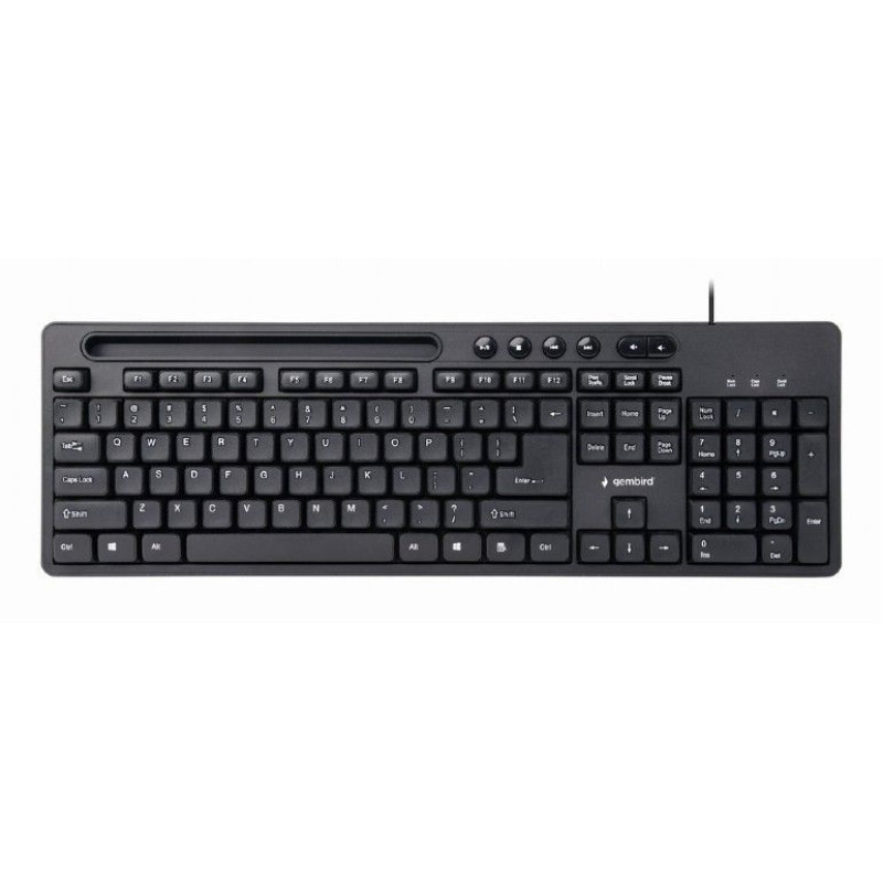 Gembird Datora tastatūra Gembird  Multimedia keyboard with phone stand KB-UM-108	 USB Keyboard, Wired, US, Black