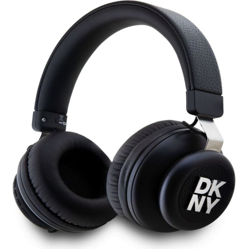 Dkny Bezvadu austiņas DKNY  PU Leather Stack Logo Wireless Headphone Black