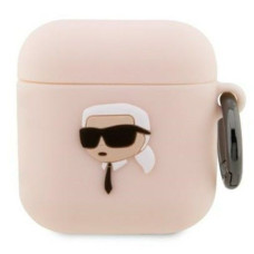 Karl Lagerfeld Maciņš austiņām Karl Lagerfeld Universal AirPods 1/2 Silicone Karl Head 3D Pink