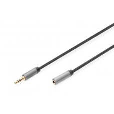Digitus Parveidotājs Digitus  AUX Audio Cable Stereo 3.5mm Male to Female Aluminum Housing 	DB-510210-018-S 1.8 m
