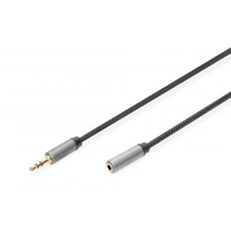 Digitus Parveidotājs Digitus  AUX Audio Cable Stereo 3.5mm Male to Female Aluminum Housing 	DB-510210-018-S 1.8 m