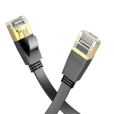 Hoco Kabelis Hoco  US07 General pure copper flat network cable(L=10M) Black