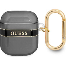 Guess Maciņš austiņām Guess Apple Airpods 1/2 TPU Printed Stripe Case Black