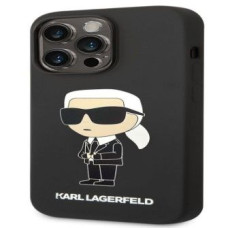 Karl Lagerfeld Aizmugurējais vāciņš Karl Lagerfeld Apple iPhone 14 Pro Max Liquid Silicone Ikonik NFT Case Black