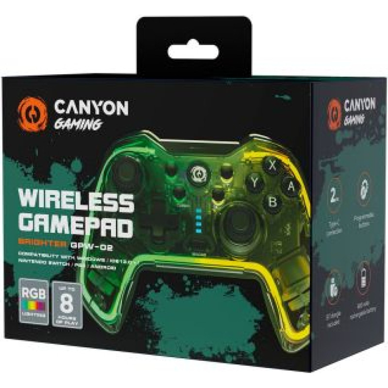 Canyon Kontrolieris Canyon  gamepad Brighter GPW-02 BT+Dongle Wireless Crystal Transparent