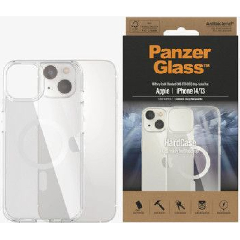 Panzerglass Aizmugurējais vāciņš PanzerGlass - HardCase MagSafe Compatible Back protection, Apple, iPhone 14/13, 100% Recycled Polyurethane (TPU), Clear