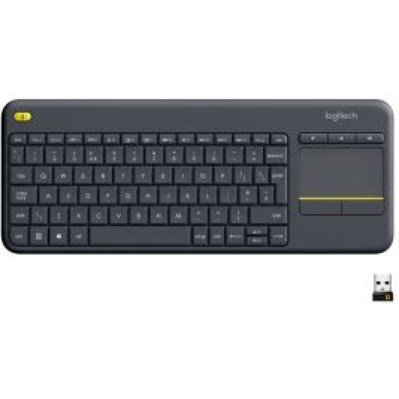 Logitech Datora tastatūra Logitech  K400 Plus Keyboard with Trackpad, Wireless, NL, 380 g, USB port, Black
