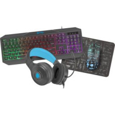 Natec Datora tastatūra Natec - COMBO set 4in1 FURY Thunderstreak 3.0 keyboard + mouse + headphones + mousepad, INT layout Black