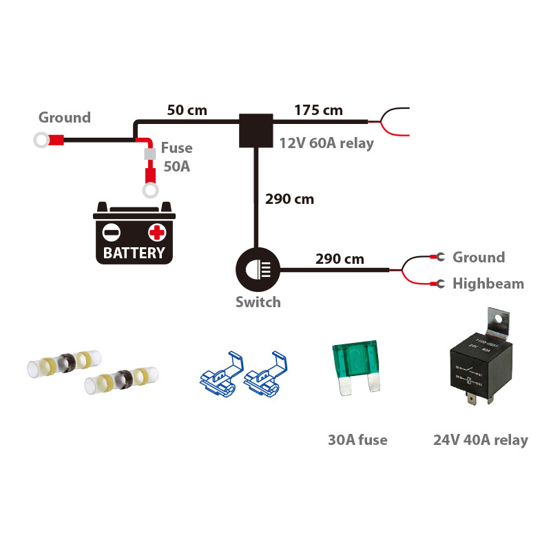 Комплект проводки для вспомогательной фары Optibeam 1605-WK069