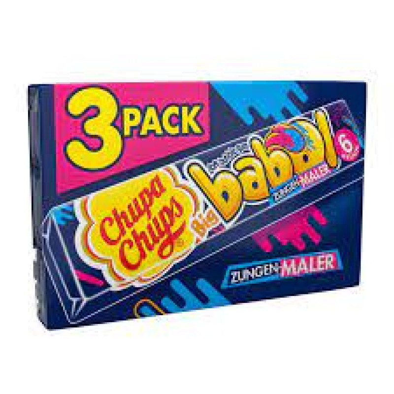 Chupa Chups Babol chewing gum with blue raspberry flavor 3x27.6g