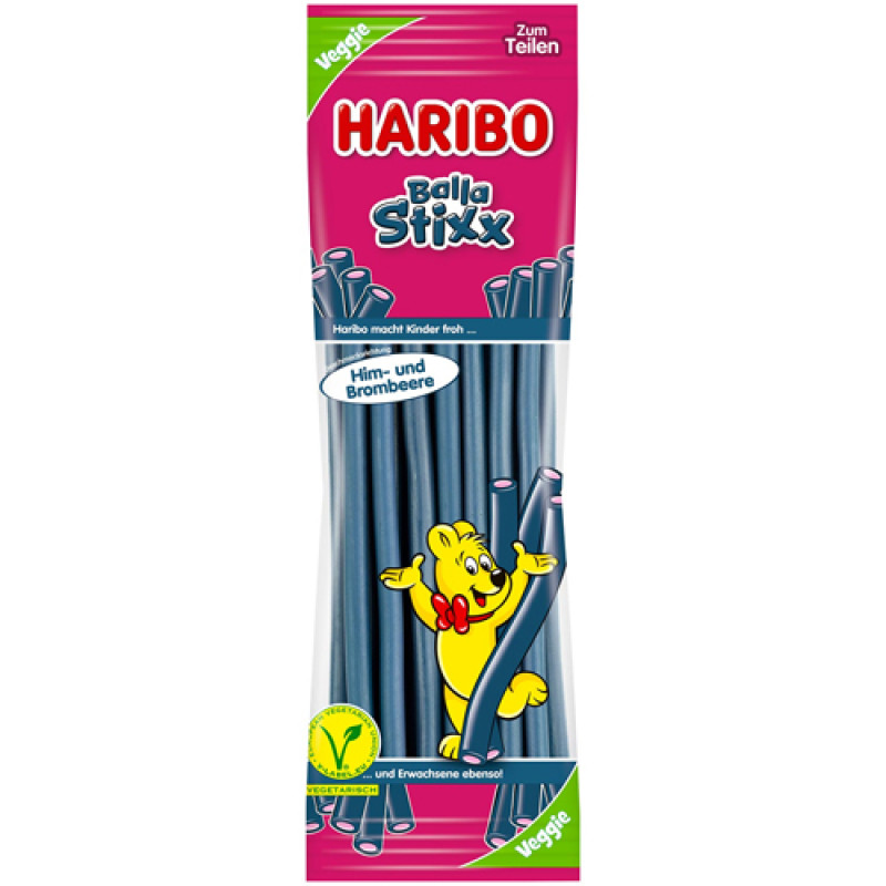 Haribo Balla Stixx jelly candies with raspberry and blueberry flavor 200g