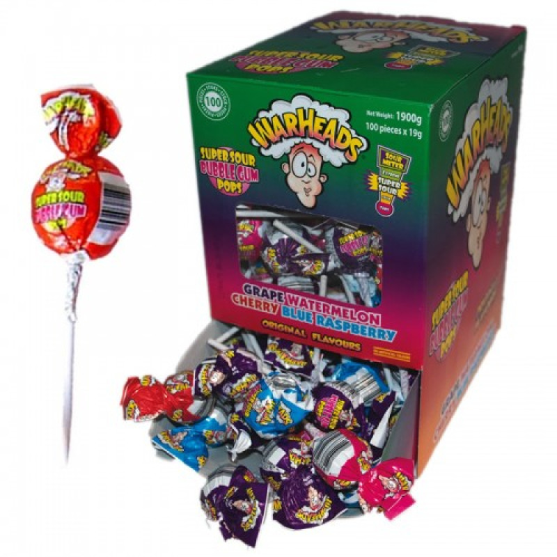 WARHEADS Суперкислые леденцы с жевательной резинкой 30г