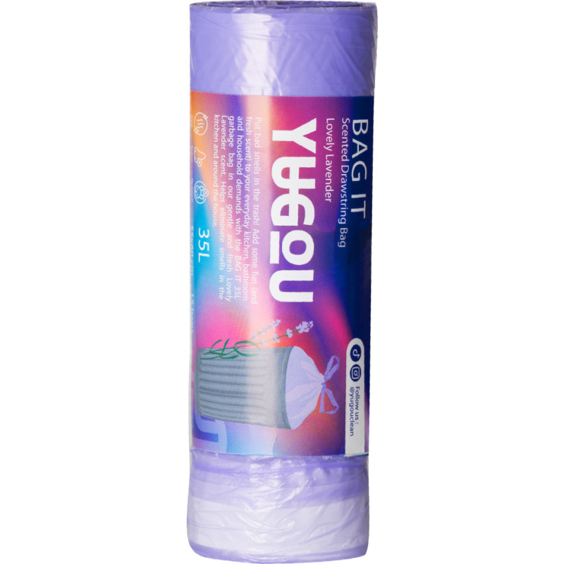 YUGOU garbage bags with handles and lavender scent 35L, 15pcs