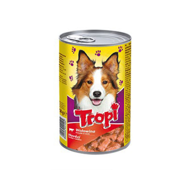 Tropi canned food with beef pieces for dogs 1250g
